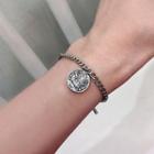 Stainless Steel Embossed Disc Bracelet Silver - One Size