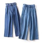 Ruffled-trim Wide-leg Cropped Pants