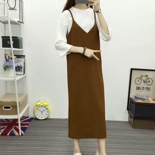 Set : 3/4-sleeve Top + Strap Dress