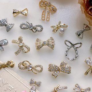 Bow Faux Pearl Rhinestone Nail Art Decoration
