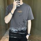 Letter Embroidered Print T-shirt