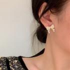 Bow Faux Pearl Alloy Earring 1 Pair - S925 Silver - Gold - One Size