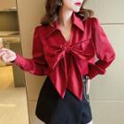 Bow Accent Satin Blouse