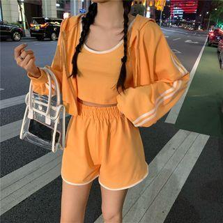 Contrast Trim Tank Top / Shorts / Striped Zip Jacket / Shorts / Set