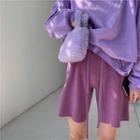 Plain High-waist Knit Wide-leg Shorts