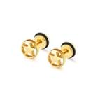 Fashion Simple Plated Gold Star Round 316l Stainless Steel Stud Earrings Golden - One Size