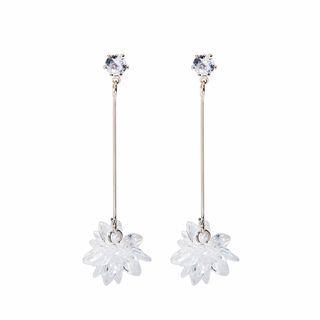 Faux Crystal Alloy Dangle Earring E3206-1 - 1 Pair - Silver - One Size