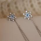 925 Sterling Silver Rhinestone Snowflake Fringed Earring As Shown In Figure - One Size