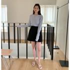 Pleated-front Linen Blend Mini Skirt