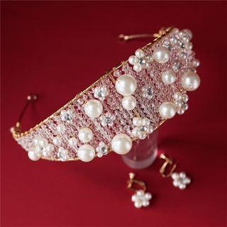 Wedding Faux Pearl Tiara Crown - One Size