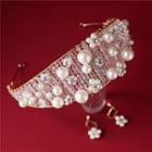 Wedding Faux Pearl Tiara Crown - One Size