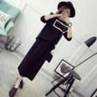 Set : Geometric Print Knit Top + Skirt