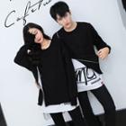 Couple Matching Mock Two-piece Lettering Pullover