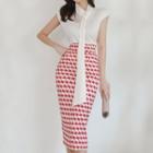 Set: Cap-sleeve Top + Houndstooth Midi Pencil Skirt