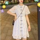 Short-sleeve Chinese Knot Button Lace Dress