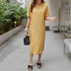 Pocket-trim Linen Blend Dress