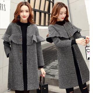 Frill-trim Buttoned Coat