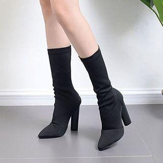Pointy Toe Chunky Heel Short Boots