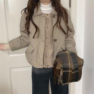 Quilted Buttoned Jacket Khaki - One Size