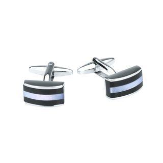 Fashionable Elegant Blue Geometric Rectangular Cufflinks Silver - One Size
