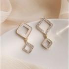 S925 Silver Rhombus Non-matching Dangle Earring 1 Pair - One Size