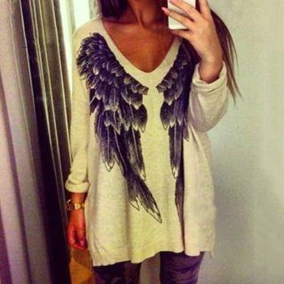 Wings Print Long Sleeve T-shirt