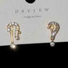 Question Mark Rhinestone Earring 1 Pair - Silver Needle - Gold - One Size