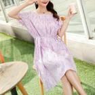 Short-sleeve Square-neck Floral Dress