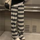 Pattern Straight Leg Pants Black & White - One Size