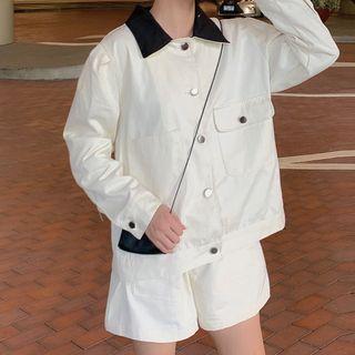 Color Block Button Jacket / Shorts