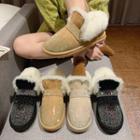Rhinestone Fleece-lined Ankle Snow Boots