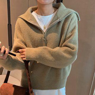 Long-sleeve Half-zip Cropped Sweater