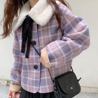 Plaid Single-breasted Crop Coat