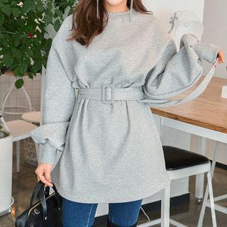 Puff-sleeve Pullover With Belt