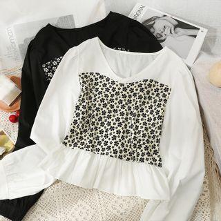 Mock Two-piece V-neck Crop Top