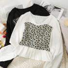 Mock Two-piece V-neck Crop Top