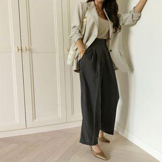 Single-breasted Basic Blazer Light Beige - One Size