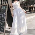 Lace Trim Spaghetti Strap Wide Leg Jumpsuit
