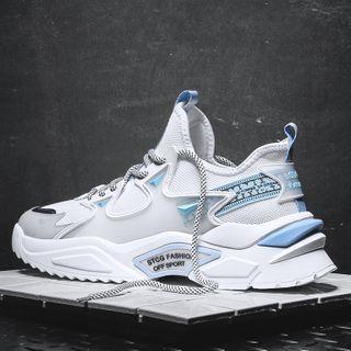 Lace Up Lettering Mesh Sneakers