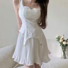 Mock Two-piece Pleated Dress As Shown In Figure - One Size