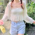 Set: Ruffle Trim Camisole Top + Light Jacket