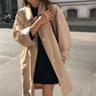 Pocketed Trench Coat Khaki - One Size