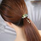 Retro Gemstone Freshwater Pearl Flower Hair Tie As Shown In Figure - One Size