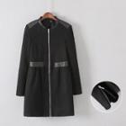 Faux-leather Paneled Zip Coat