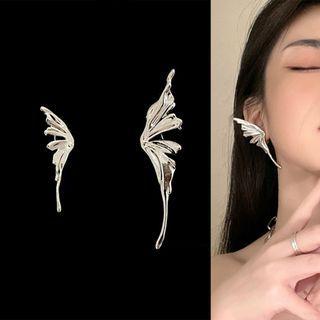 Asymmetrical Butterfly Stud Earring 1 Pair - Silver - One Size