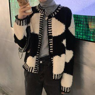 Cropped Cow Print Cardigan / Straight Leg Jeans