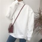 Plain Turtle-neck Loose-fit Pullover