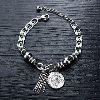 Coin Pendant Bracelet 1027 - Steel Color - One Size