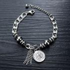 Coin Pendant Bracelet 1027 - Steel Color - One Size