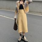Tie-dye Cropped Cardigan / Plain Skirt